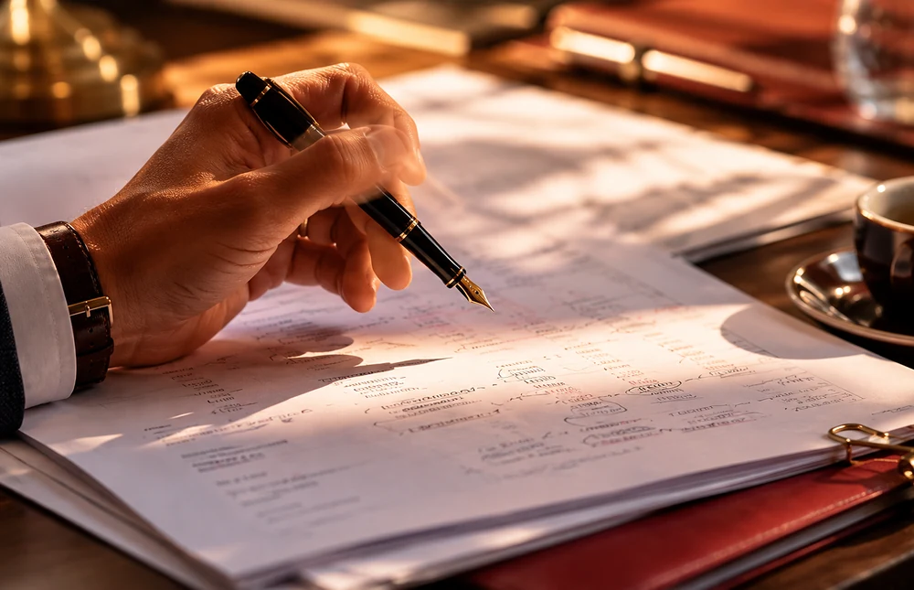 Business professional taking notes and planning a local SEO strategy